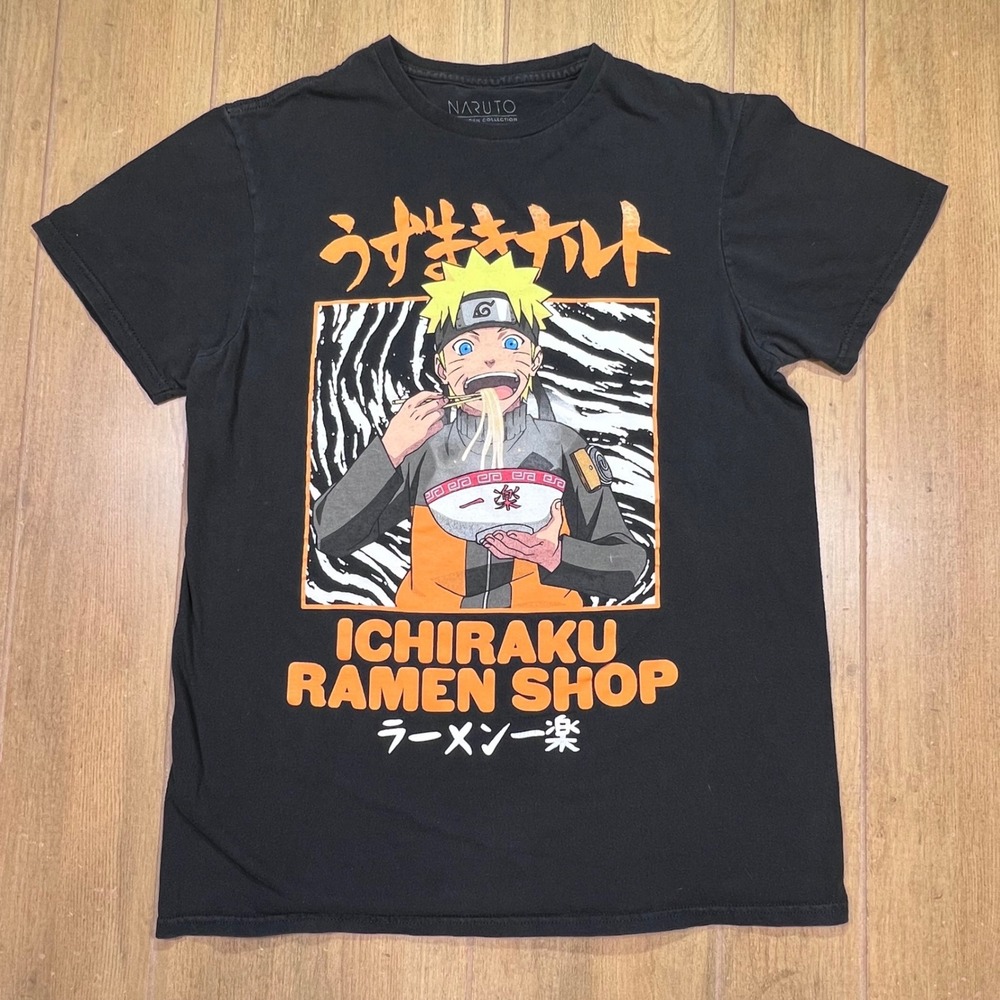 Naruto Shippuden Ichiraku Ramen Shop 2002 Black Graphic T-Shirt sz Med viz Media